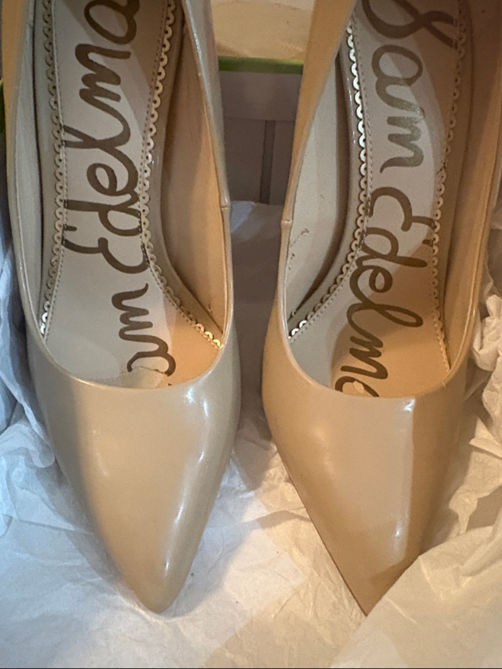 Sam Edelman Nude Patent Pointed-Toe Pumps size 7